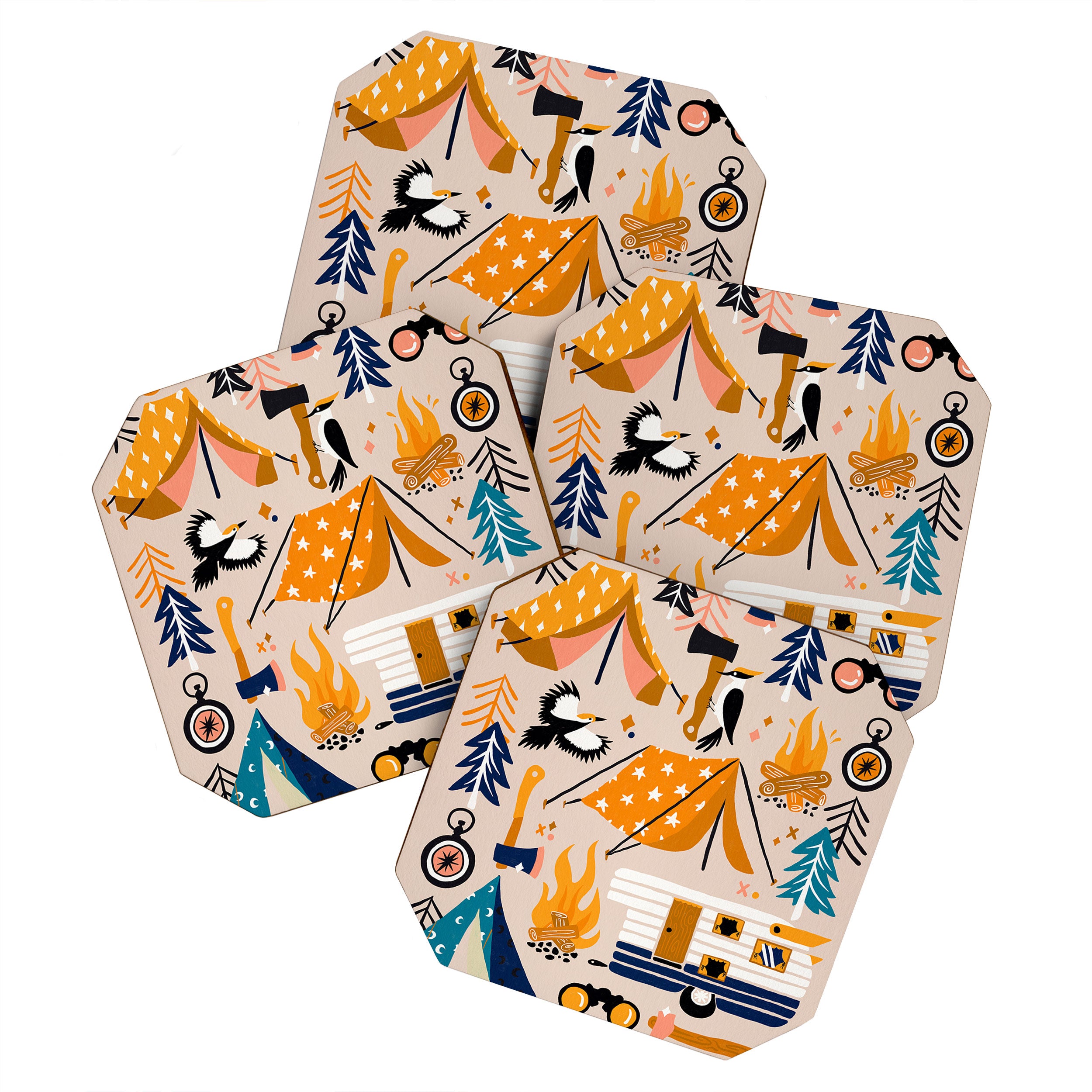 Camping Kit - Orange & Blue Coaster Gallery Image 1