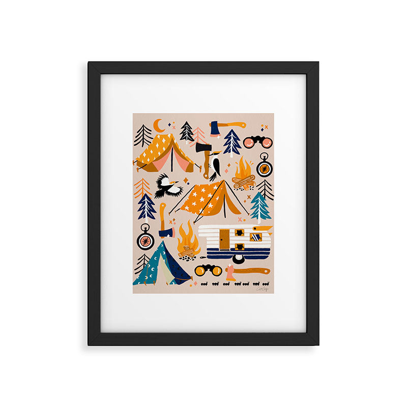 Camping Kit - Orange & Blue Framed Art Print Gallery Image 6