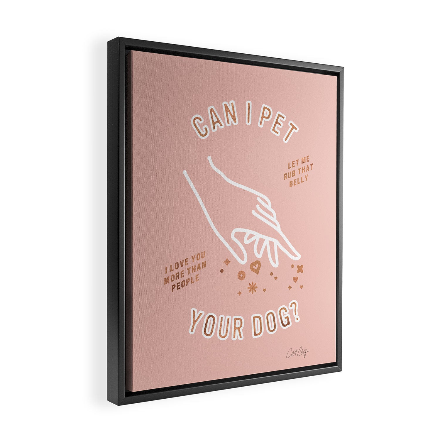 Can I Pet Your Dog - Rose Gold & Blush Palette Framed Canvas Print Gallery Image 2