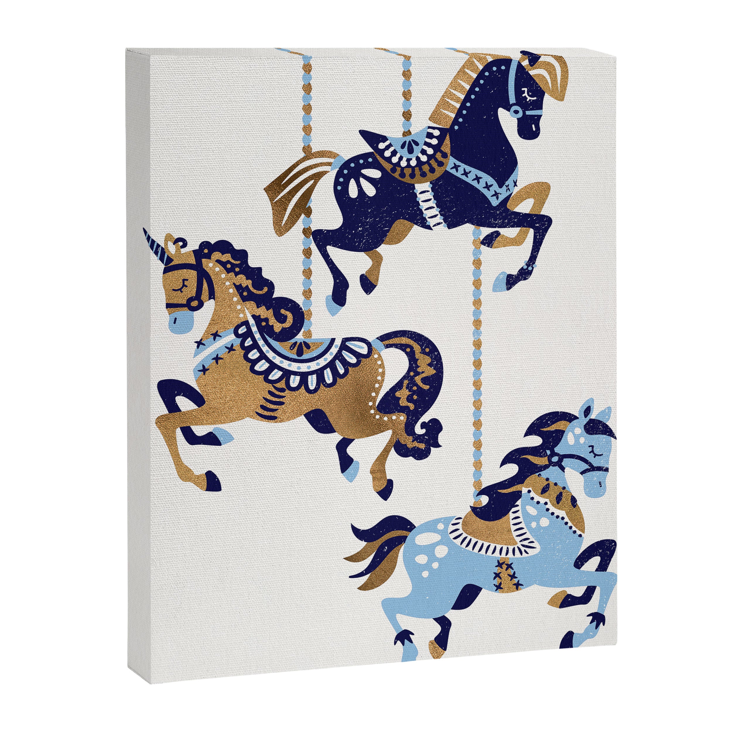 Carousel Horses - Copper & Blue Canvas Print Gallery Image 8