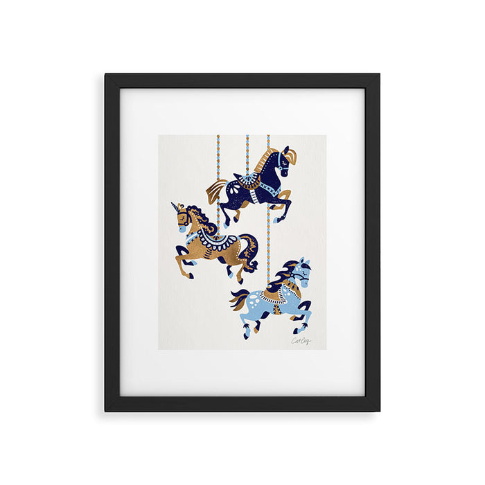 Carousel Horses - Copper & Blue Framed Art Print Gallery Image 1