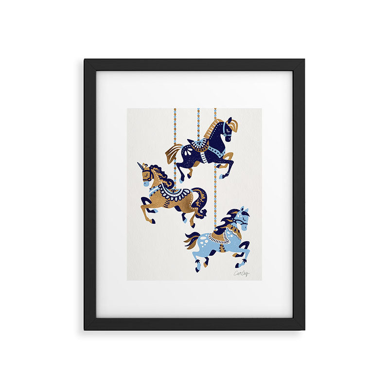 Carousel Horses - Copper & Blue Framed Art Print Gallery Image 4