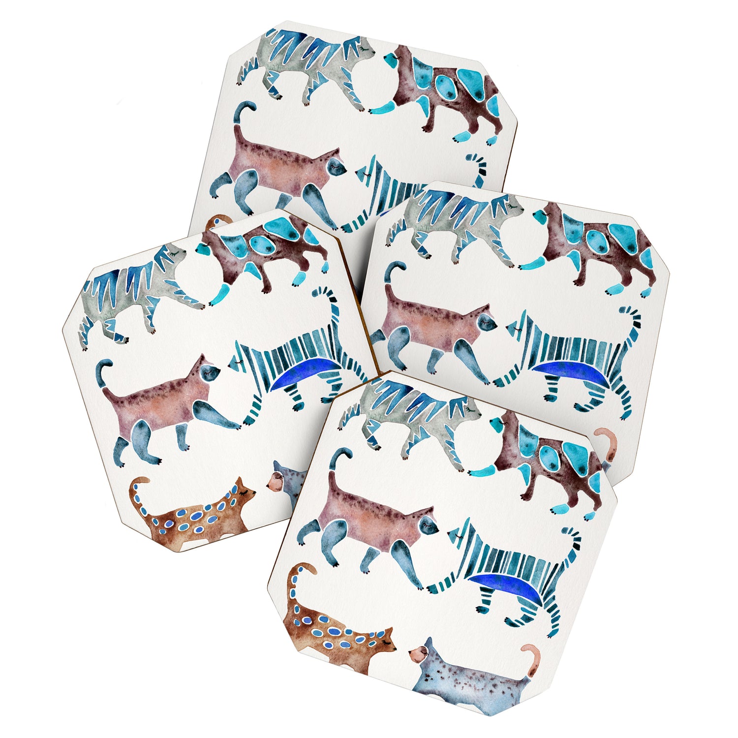 Cat Collection - Blue & Brown Palette Coaster Gallery Image 1
