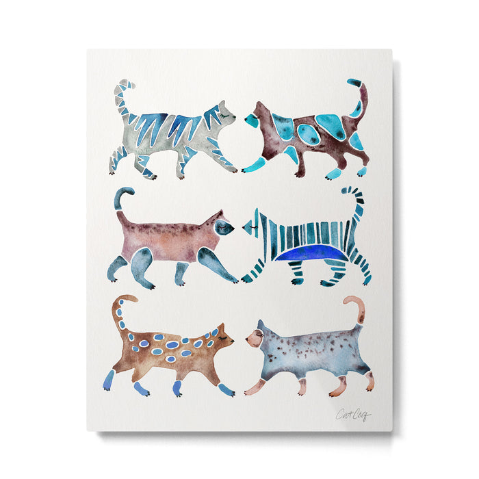 Cat Collection - Blue & Brown Palette Metal Print Gallery Image 1
