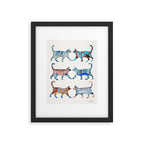 Cat Collection - Blue & Brown Palette Framed Art Print Gallery Image 6