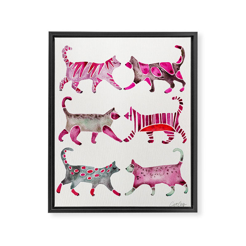 Cat Collection - Magenta Palette Framed Canvas Print Gallery Image 8
