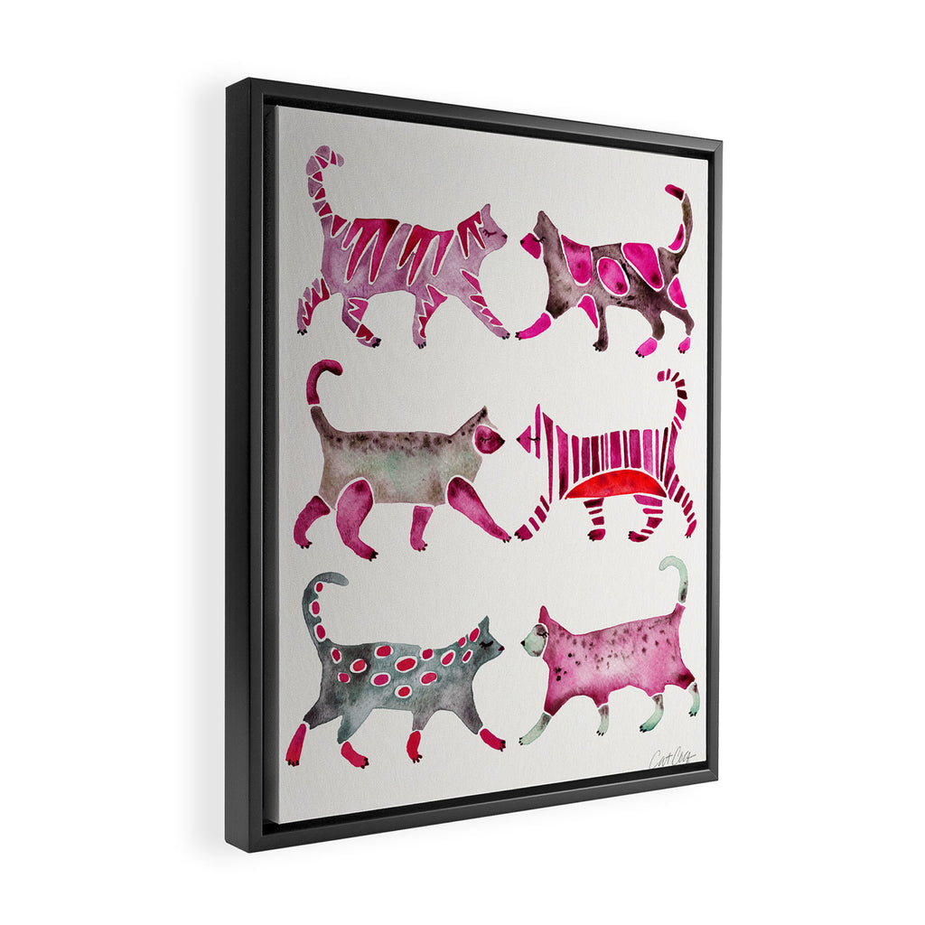 Cat Collection - Magenta Palette Framed Canvas Print Gallery Image 2