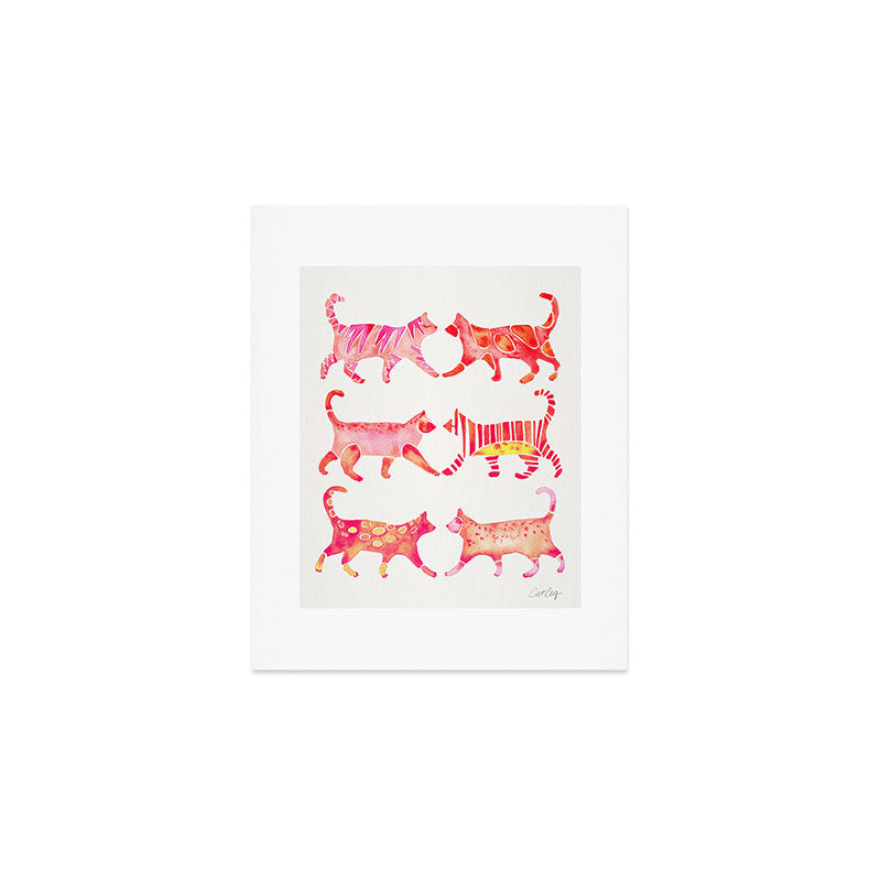 Cat Collection - Pink Palette Art Print Gallery Image 1
