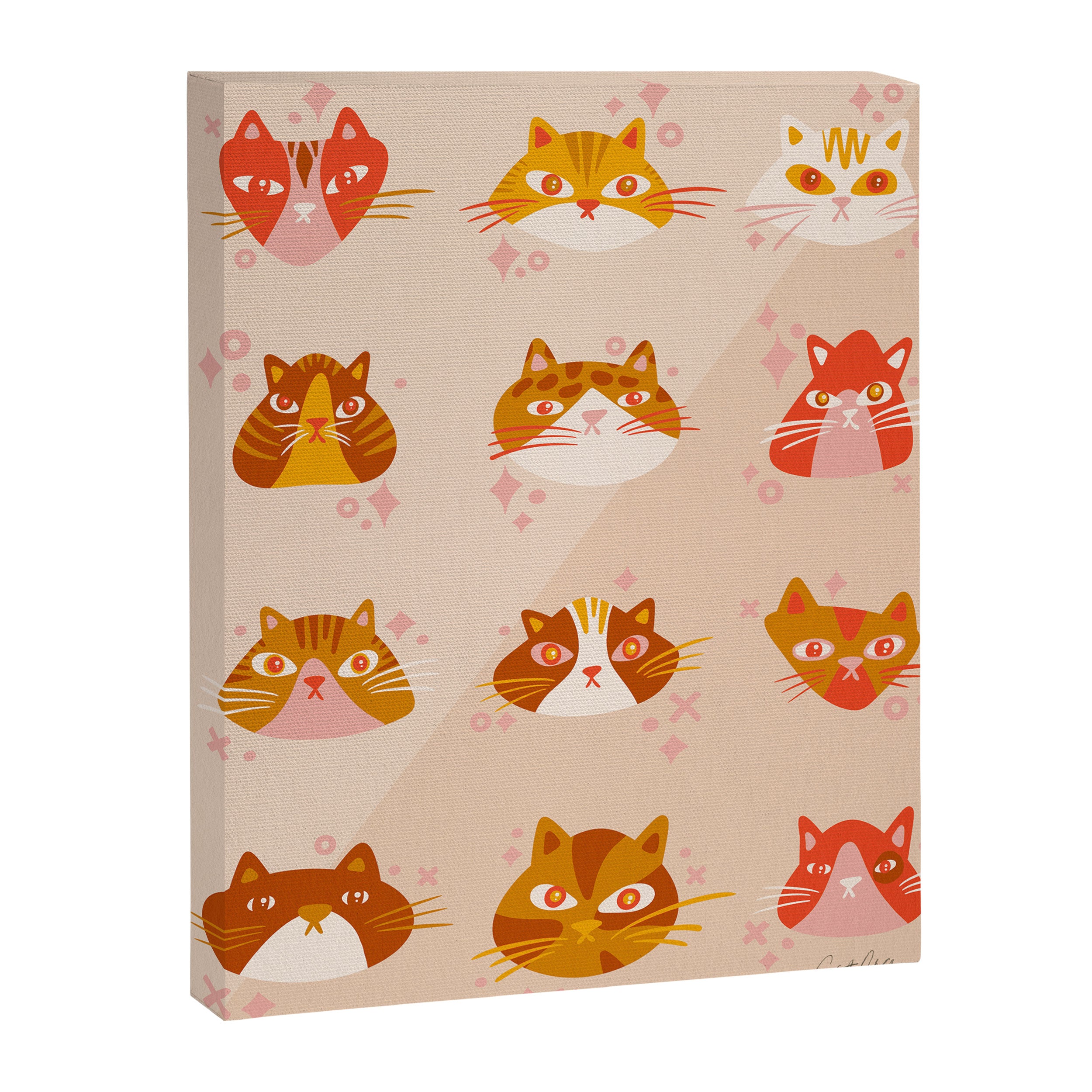 Cat Faces Collection - Retro Canvas Print Gallery Image 8