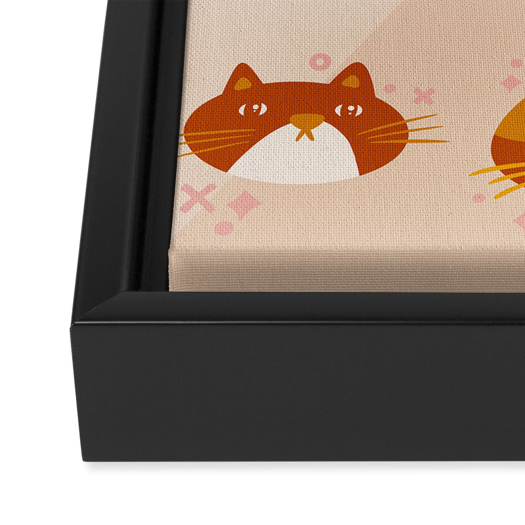 Cat Faces Collection - Retro Framed Canvas Print Gallery Image 3