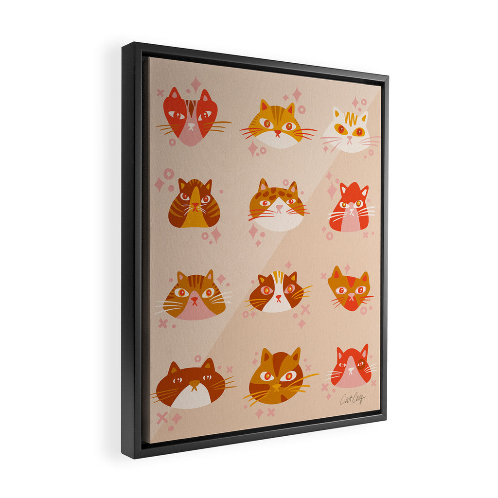 Cat Faces Collection - Retro Framed Canvas Print Gallery Image 2