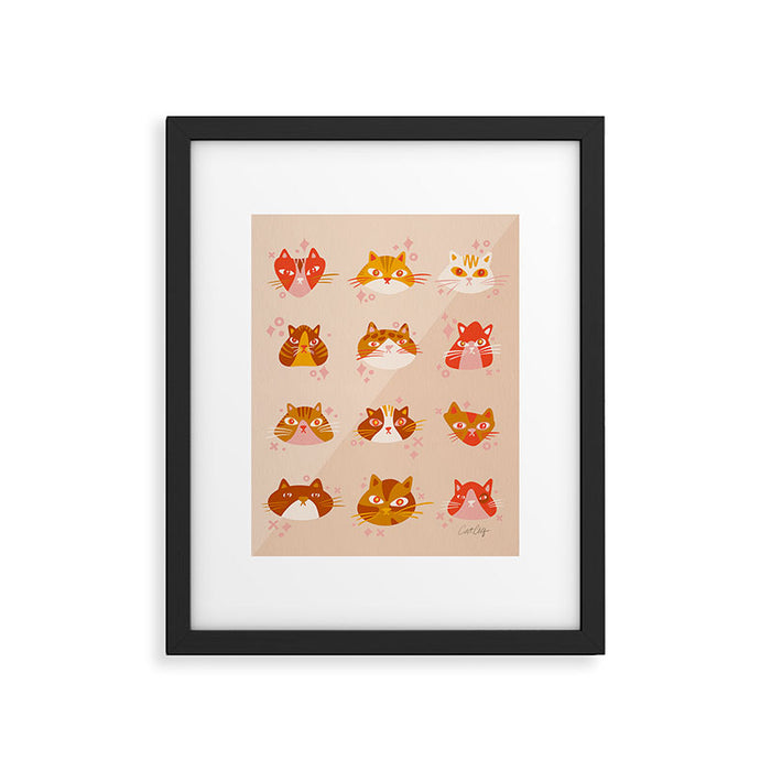 Cat Faces Collection - Retro Framed Art Print Gallery Image 1