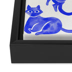 Cat Positions - Blue Palette Framed Canvas Print Gallery Image 3