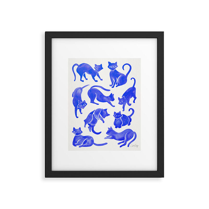 Cat Positions - Blue Palette Framed Art Print Gallery Image 5