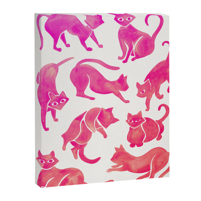 Cat Positions - Pink OmbrÃ© Palette Canvas Print Gallery Image 1