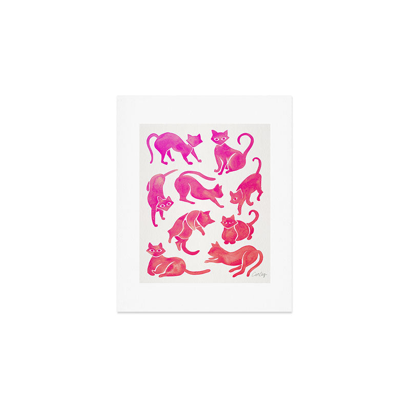 Cat Positions - Pink OmbrÃ© Palette Art Print Gallery Image 1