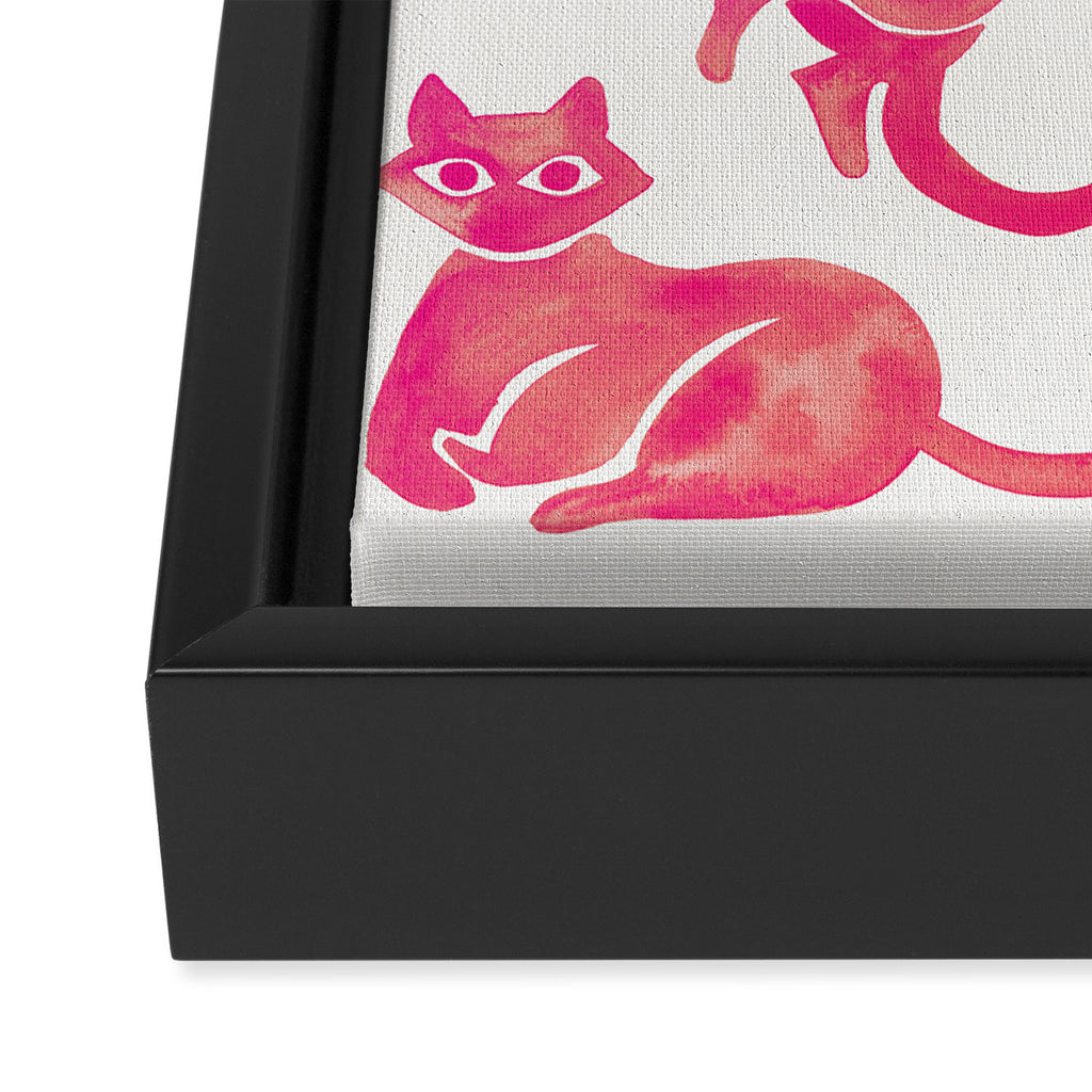 Cat Positions - Pink OmbrÃ© Palette Framed Canvas Print Gallery Image 3