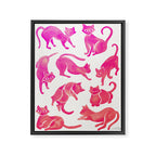 Cat Positions - Pink OmbrÃ© Palette Framed Canvas Print Gallery Image 6