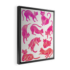 Cat Positions - Pink OmbrÃ© Palette Framed Canvas Print Gallery Image 2