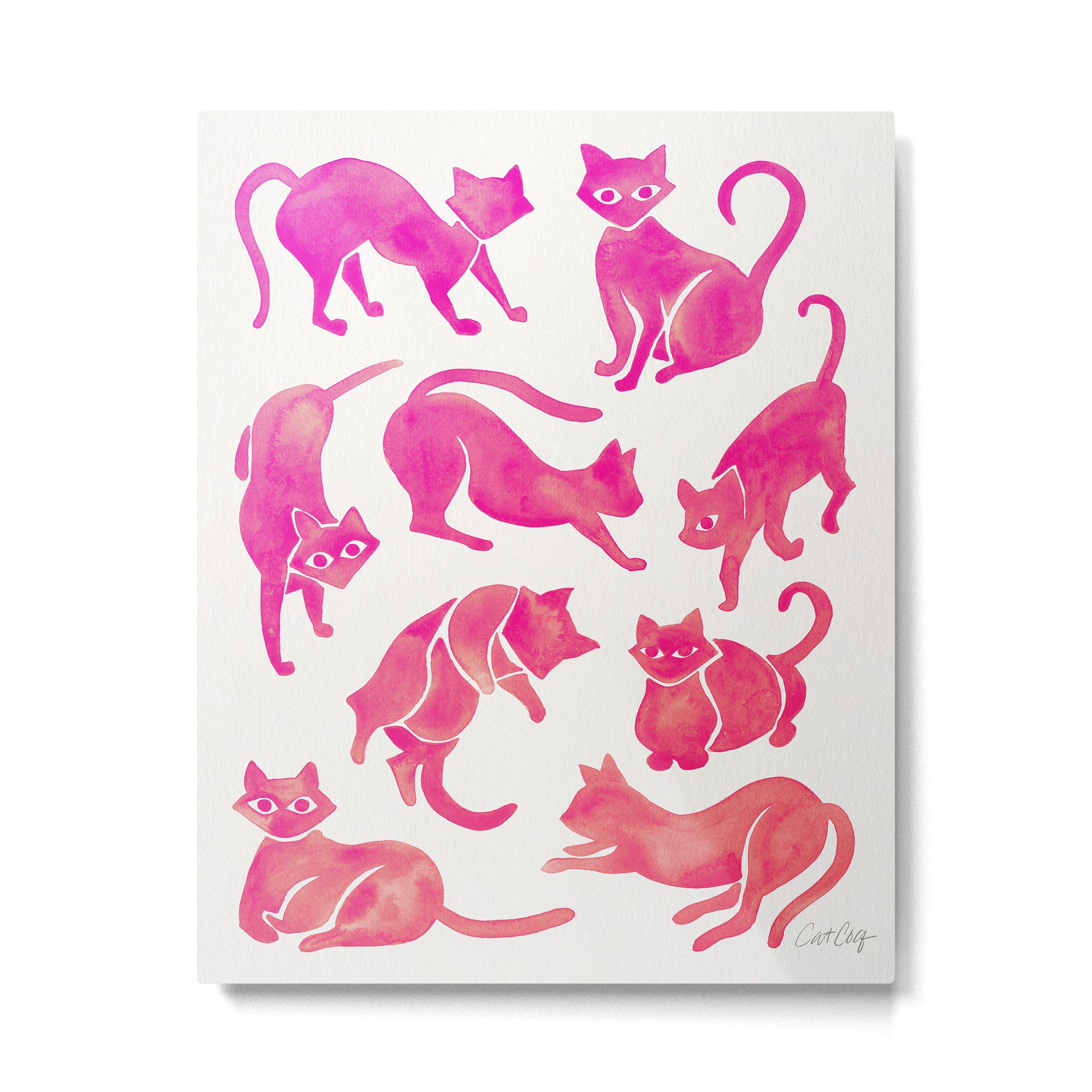 Cat Positions - Pink OmbrÃ© Palette Metal Print Gallery Image 4