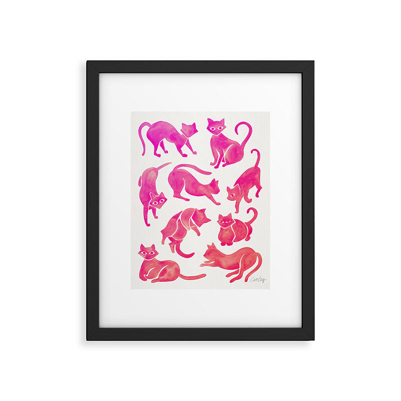 Cat Positions - Pink OmbrÃ© Palette Framed Art Print Gallery Image 5