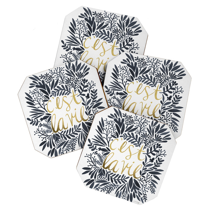 C'est la Vie - Grey & Gold Coaster Gallery Image 1