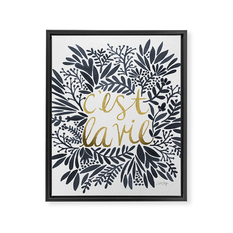 C'est la Vie - Grey & Gold Framed Canvas Print Gallery Image 8