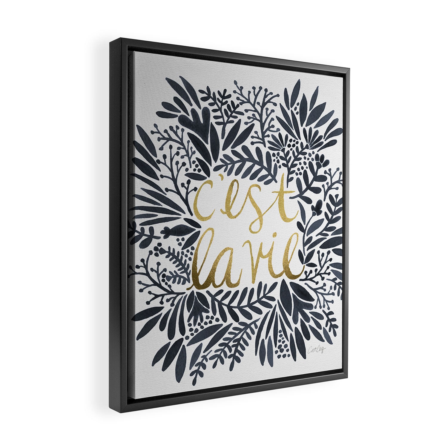 C'est la Vie - Grey & Gold Framed Canvas Print Gallery Image 2