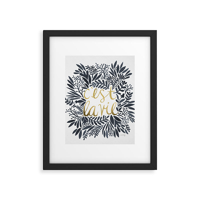 C'est la Vie - Grey & Gold Framed Art Print Gallery Image 6