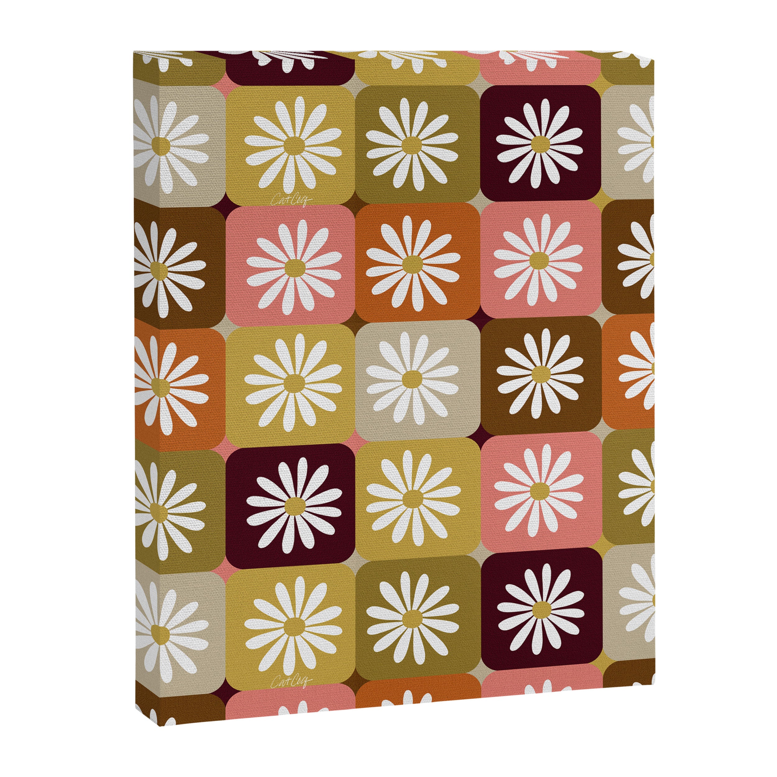 Checkered Daisies - 70s Citrus Canvas Print Gallery Image 8