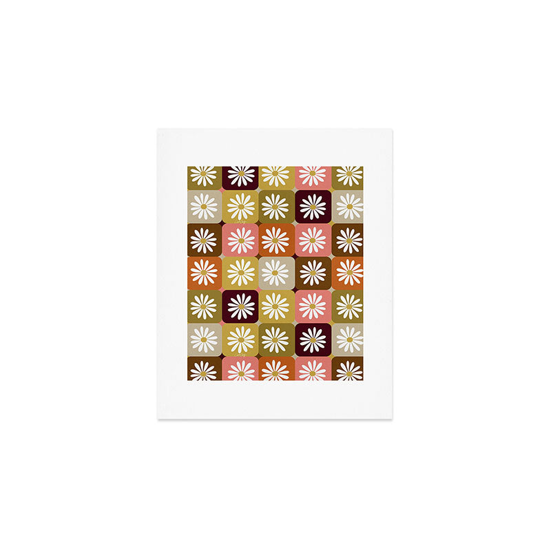 Checkered Daisies - 70s Citrus Art Print Gallery Image 1