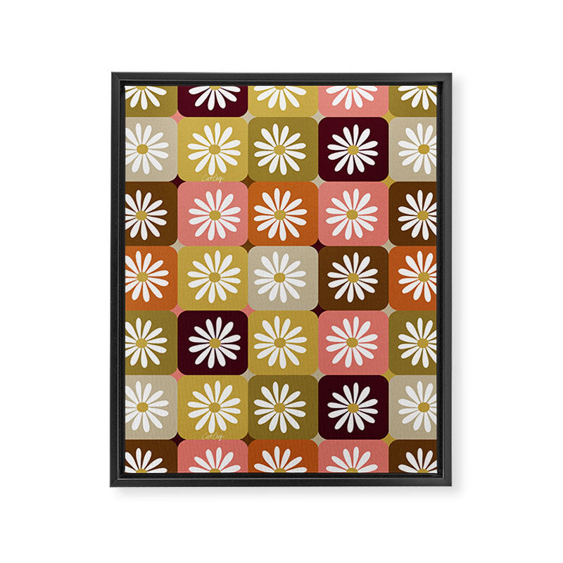 Checkered Daisies - 70s Citrus Framed Canvas Print Gallery Image 8