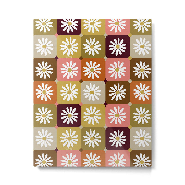 Checkered Daisies - 70s Citrus Metal Print Gallery Image 1