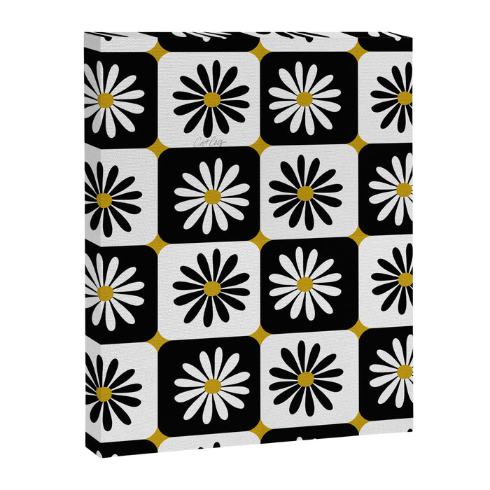 Checkered Daisies - Black & White Canvas Print Gallery Image 1