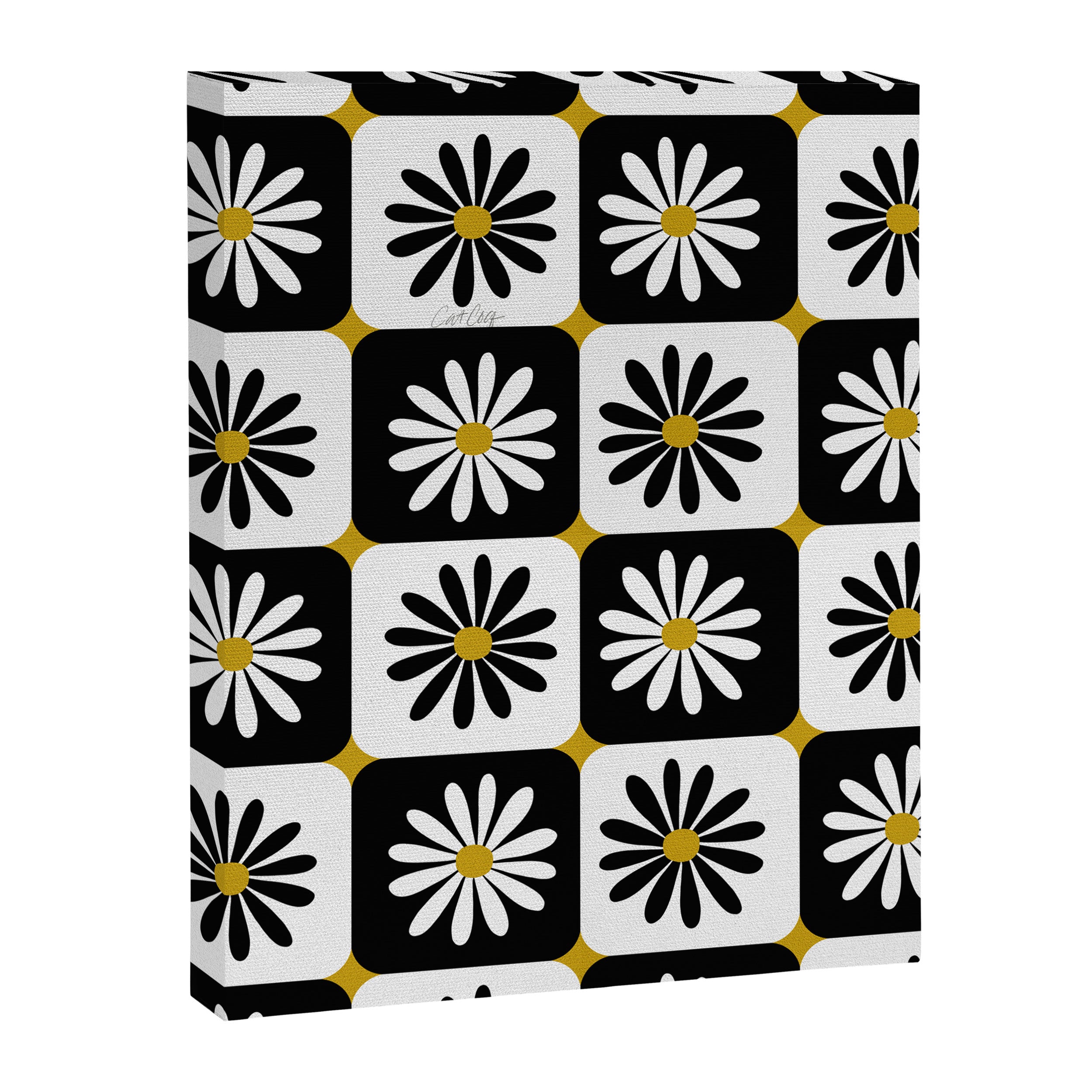 Checkered Daisies - Black & White Canvas Print Gallery Image 8