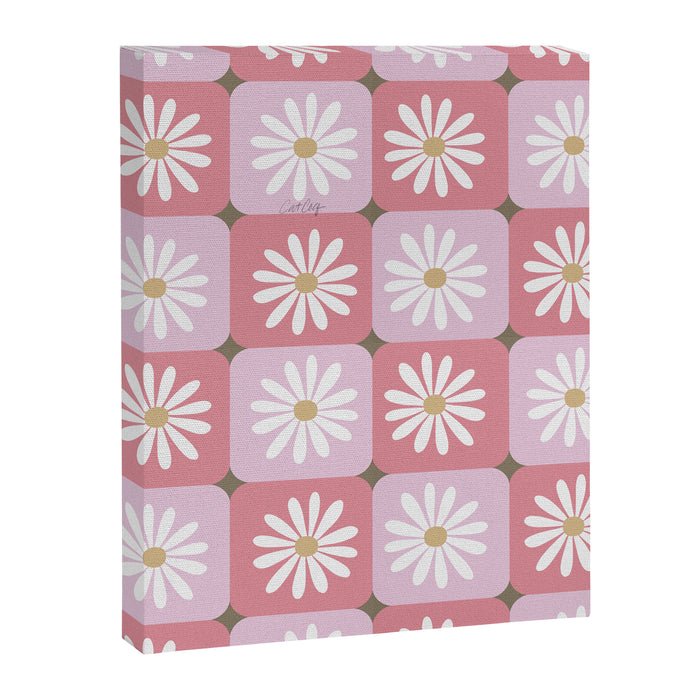 Checkered Daisies - Blush & Gold Canvas Print Gallery Image 1