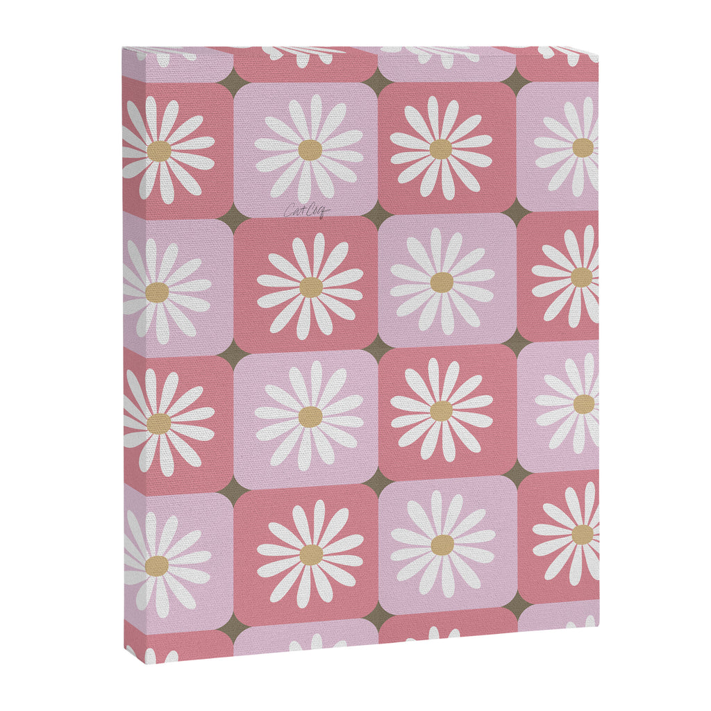 Checkered Daisies - Blush & Gold Canvas Print Gallery Image 8