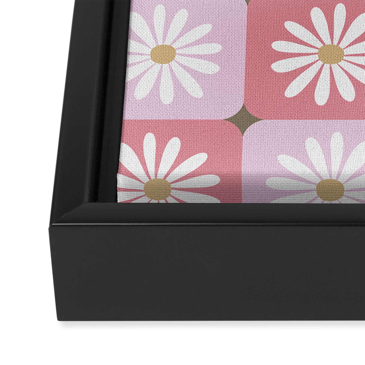 Checkered Daisies - Blush & Gold Framed Canvas Print Gallery Image 3