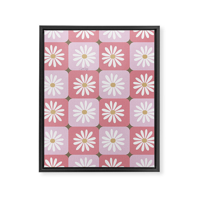 Checkered Daisies - Blush & Gold Framed Canvas Print Gallery Image 8