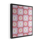 Checkered Daisies - Blush & Gold Framed Canvas Print Gallery Image 2
