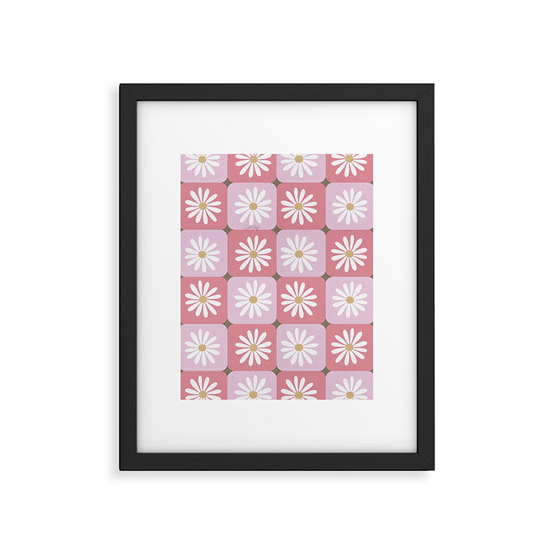 Checkered Daisies - Blush & Gold Framed Art Print Gallery Image 6