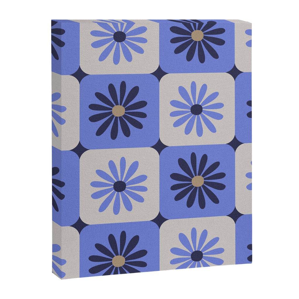 Checkered Daisies - Periwinkle Canvas Print Gallery Image 8