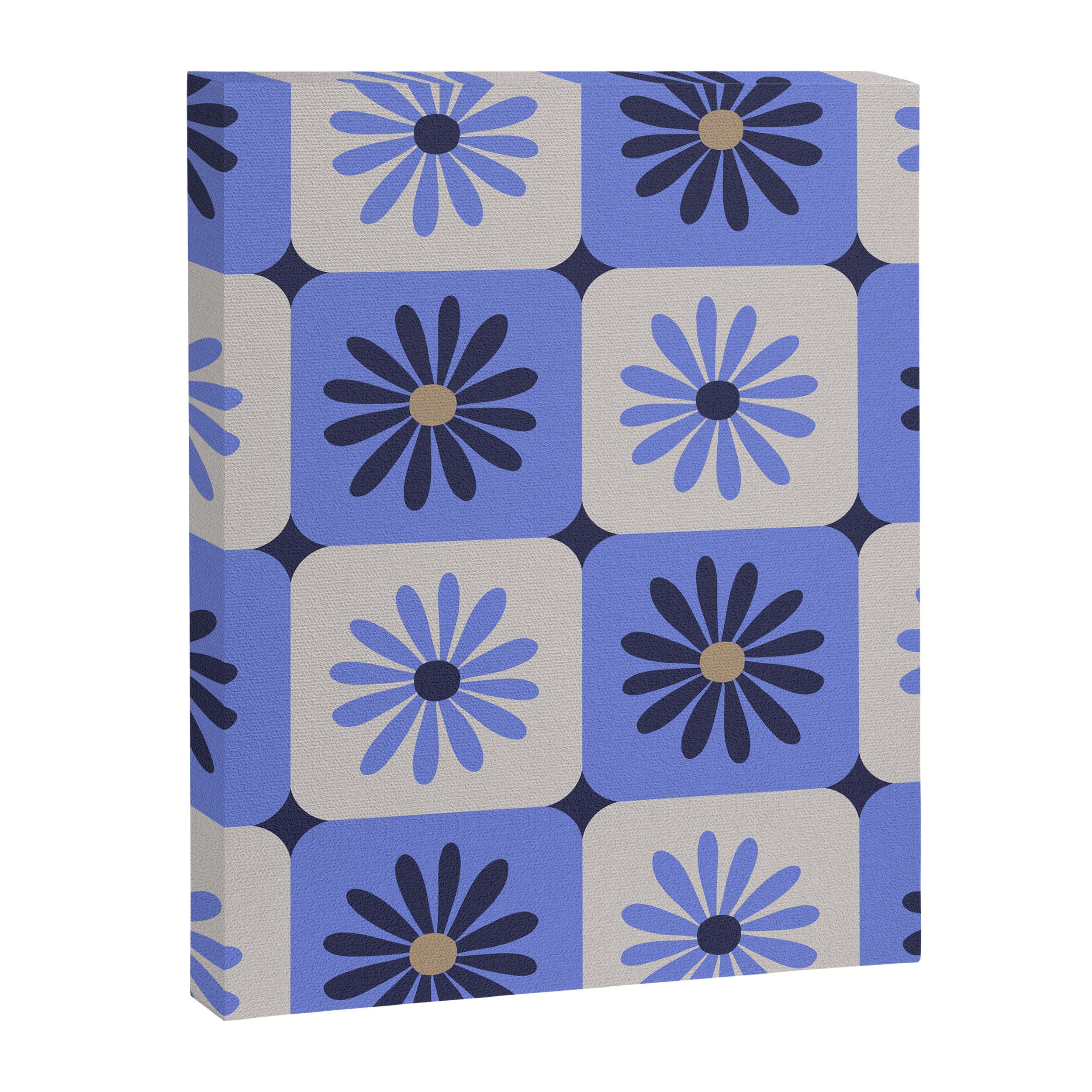 Checkered Daisies - Periwinkle Canvas Print Gallery Image 8