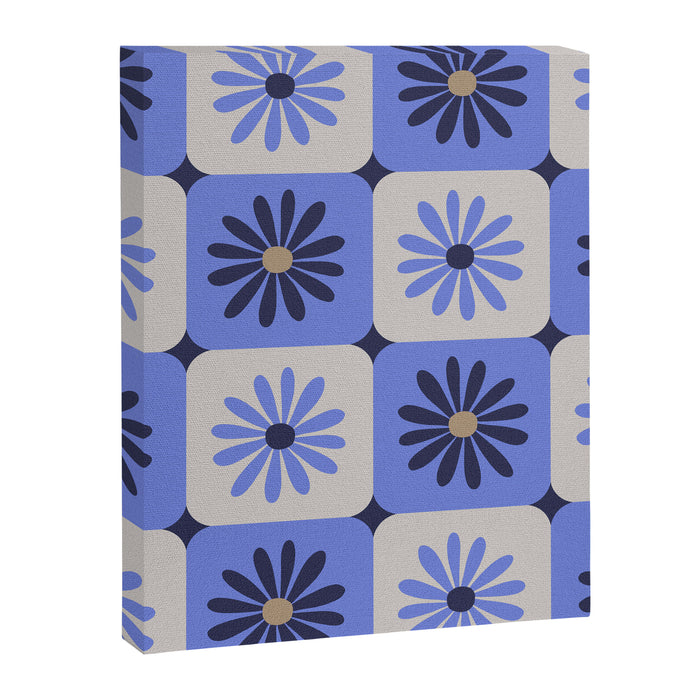 Checkered Daisies - Periwinkle Canvas Print Gallery Image 1