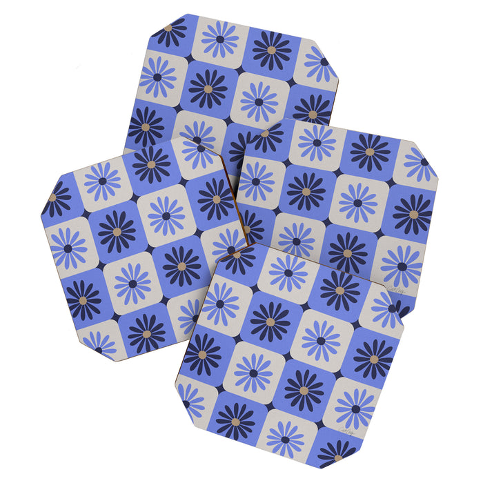 Checkered Daisies - Periwinkle Coaster Gallery Image 1