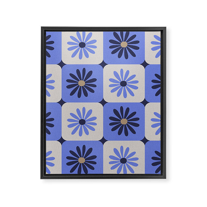 Checkered Daisies - Periwinkle Framed Canvas Print Gallery Image 8