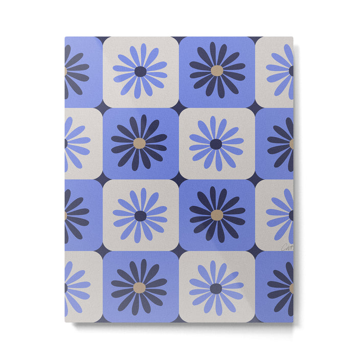 Checkered Daisies - Periwinkle Metal Print Gallery Image 1