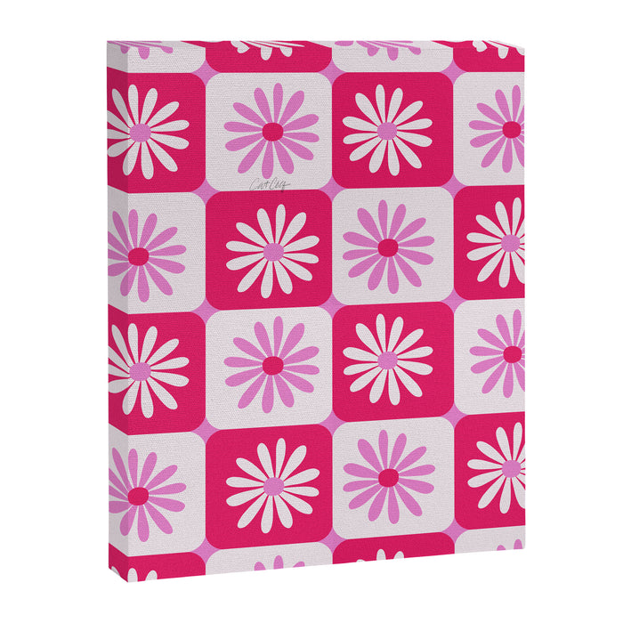 Checkered Daisies - Pink Canvas Print Gallery Image 1