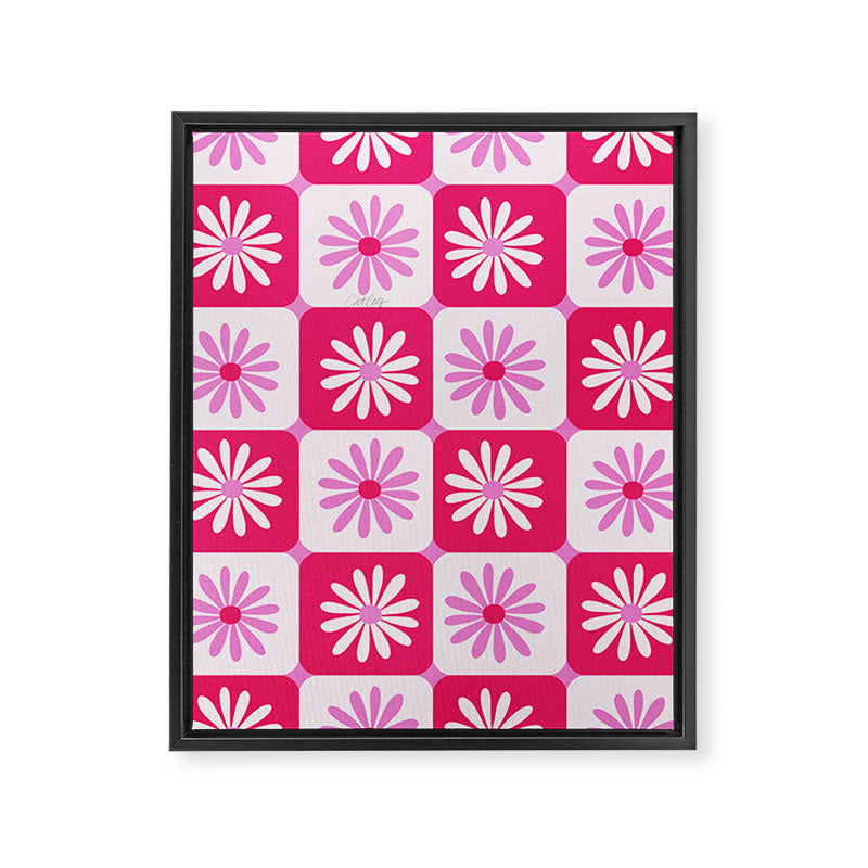 Checkered Daisies - Pink Framed Canvas Print Gallery Image 8