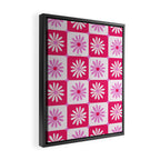 Checkered Daisies - Pink Framed Canvas Print Gallery Image 2